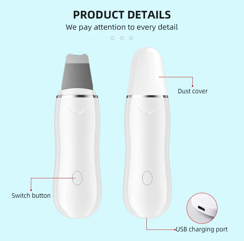 Professional Face Exfoliating Device Peeling Sonic Face Skin Spatula Deep Cleansing Ultrasonic Facial Skin Scrubber