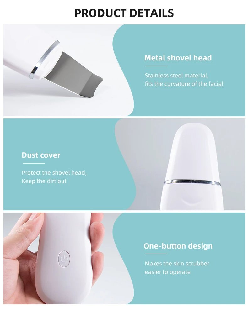 Professional Face Exfoliating Device Peeling Sonic Face Skin Spatula Deep Cleansing Ultrasonic Facial Skin Scrubber