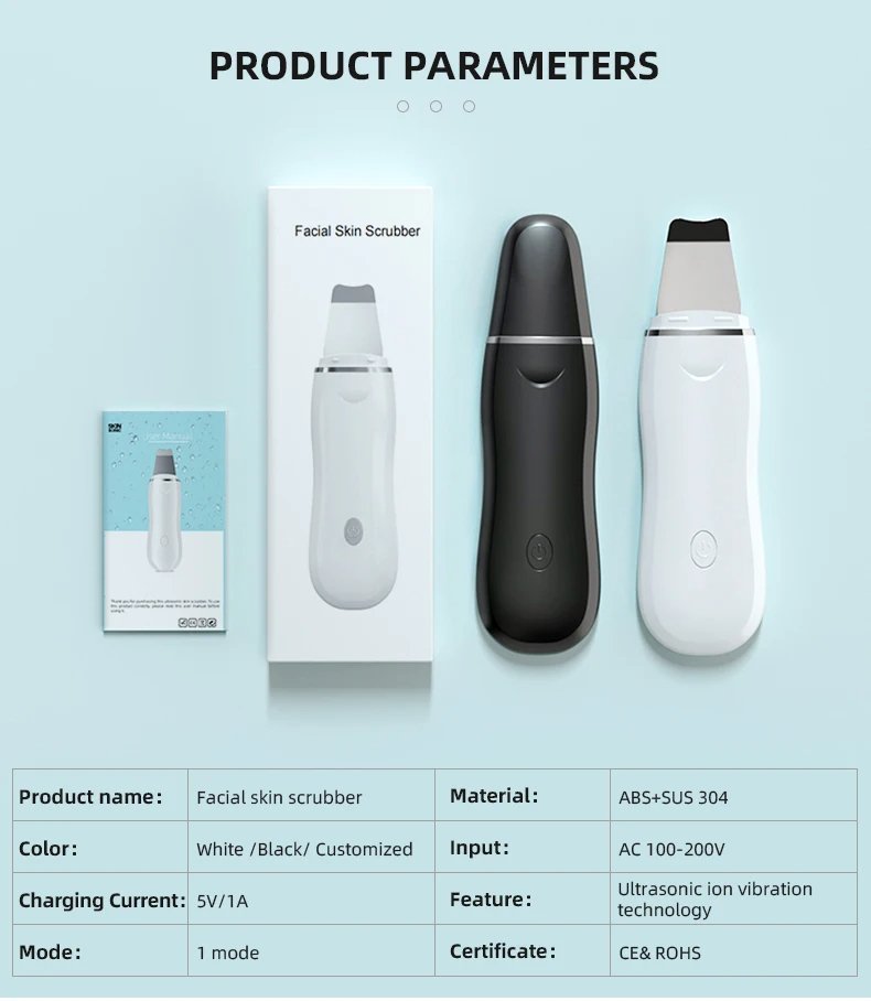 Professional Face Exfoliating Device Peeling Sonic Face Skin Spatula Deep Cleansing Ultrasonic Facial Skin Scrubber