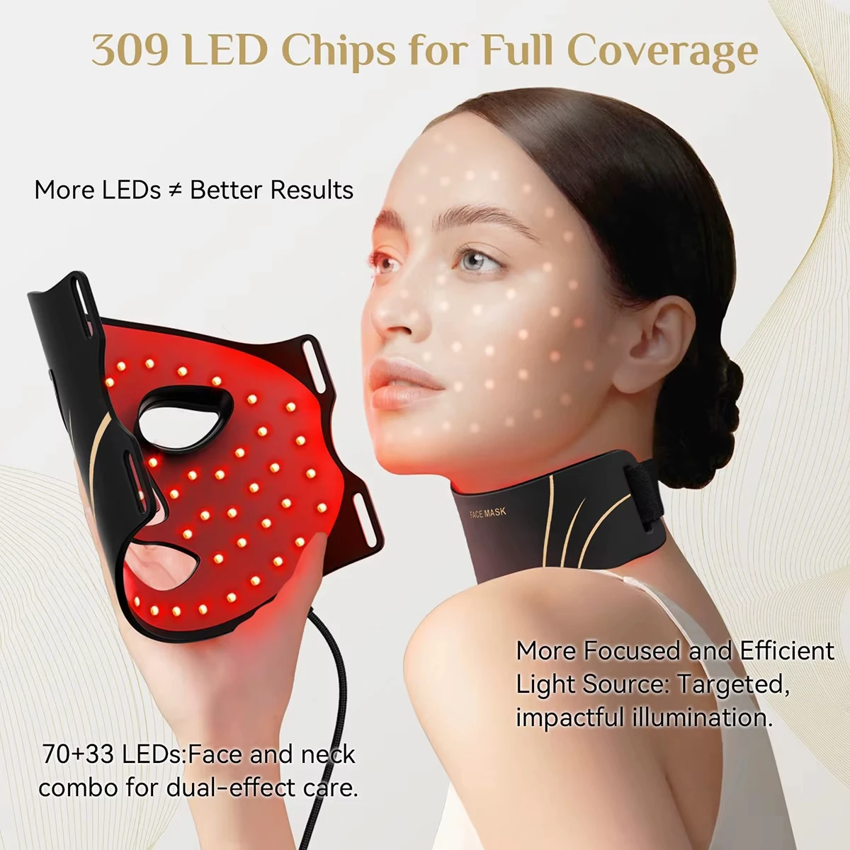 Red Light Photon Therapy Face Neck Mask Handheld Lightweight Beauty Devices Wholesale
