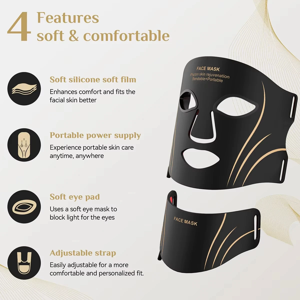 Red Light Photon Therapy Face Neck Mask Portable Power Supply ODM