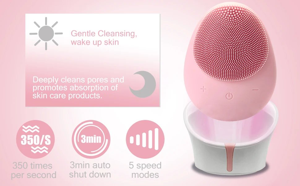 Silicone Face Scrubber Electric 5 Levels Sonic Vibrating Face Brush Deep Cleansing Face Cleansing Brush