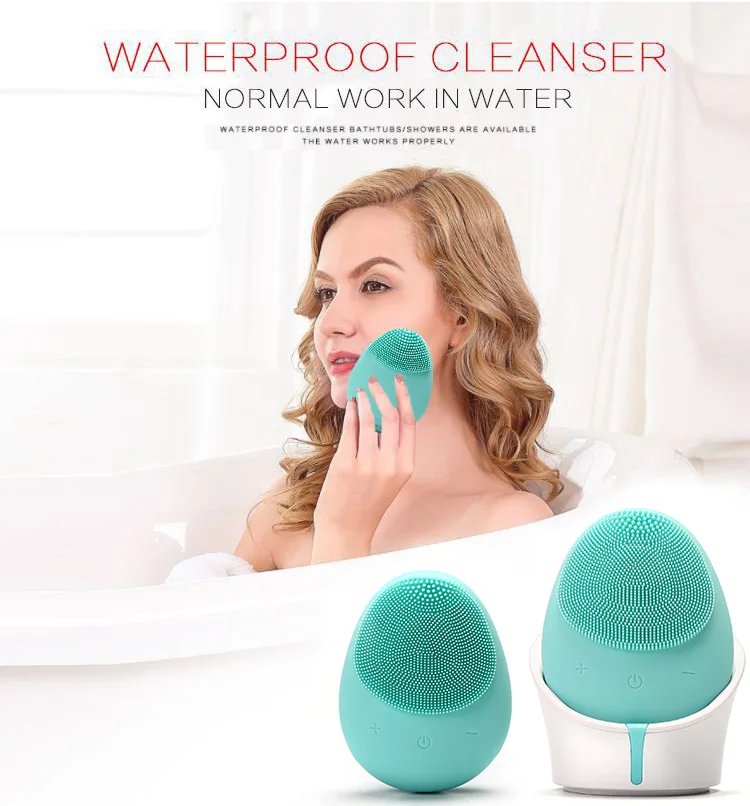 Silicone Face Scrubber Electric 5 Levels Sonic Vibrating Face Brush Deep Cleansing Face Cleansing Brush