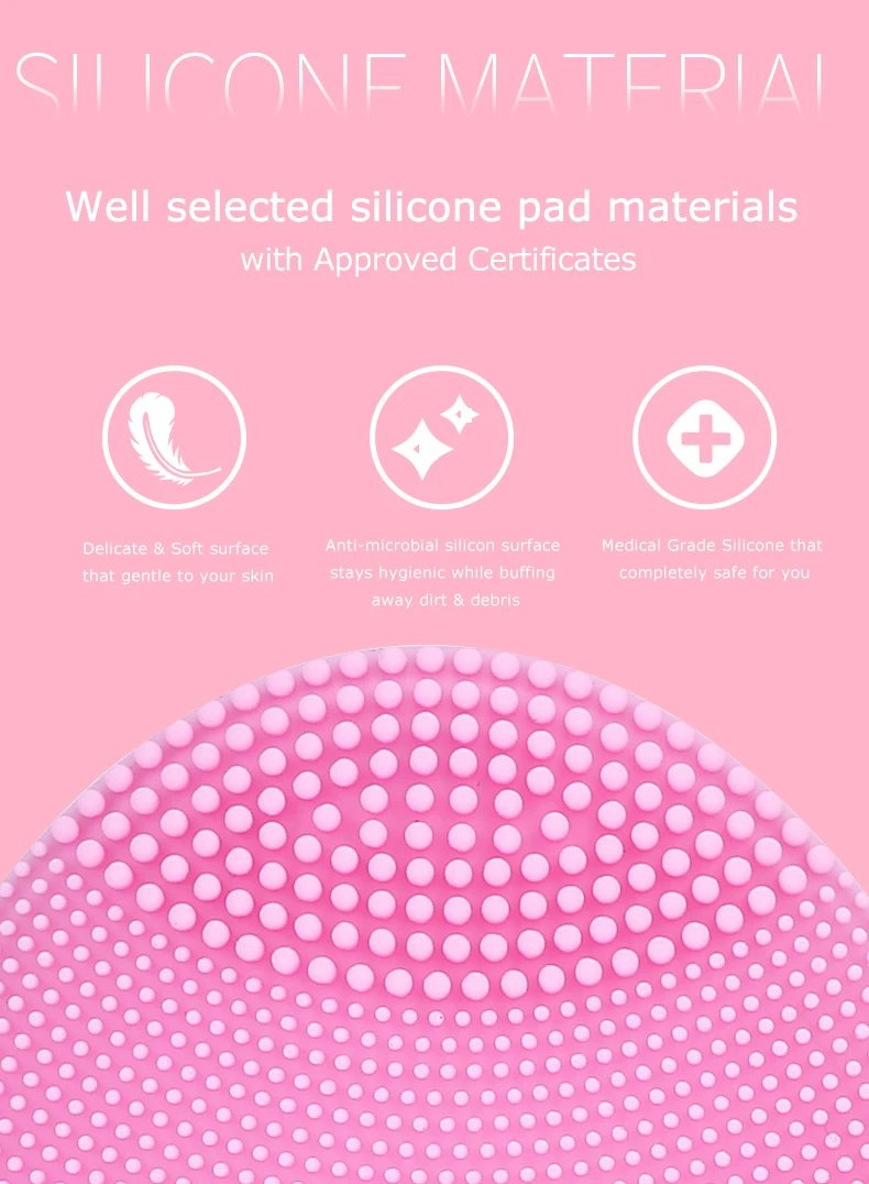 Silicone Facial Cleansing Brush High Frequency Waterproof IPX7 Rechargeable Deep Cleaning Face Scrubber
