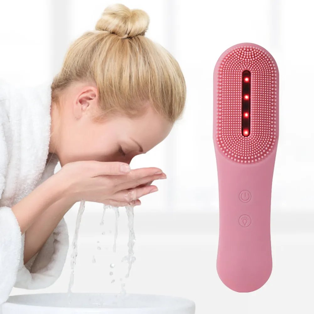 Silicone Led Photon Rejuvenation Anti Acne Cleanser Brush Facial Cleansing Vibration