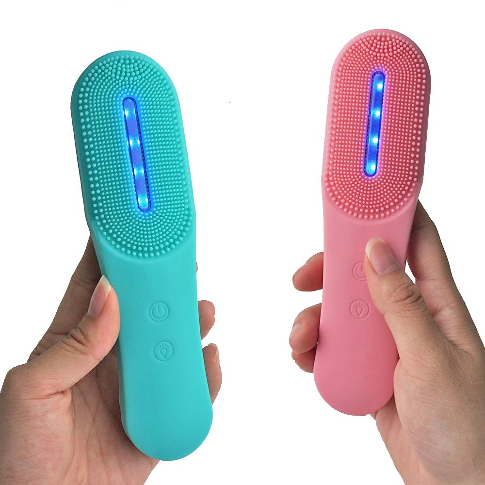 Silicone Led Photon Rejuvenation Anti Acne Cleanser Brush Facial Cleansing Vibration
