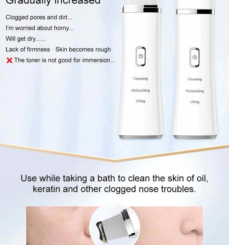Waterproof Face Machine Professional Face Beauty Care Salon Skin Scrubber Facial Cleaner Lift Sonic Ultrasonic Skin Scrubber