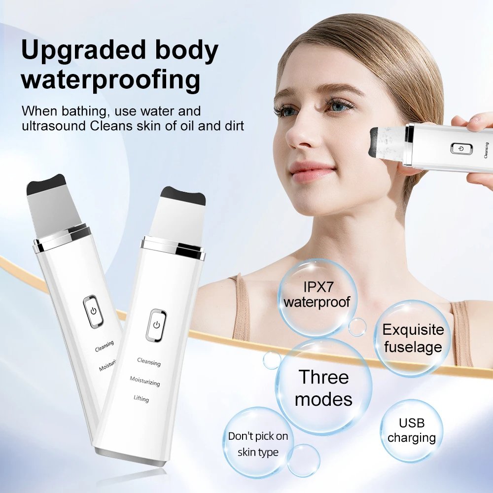 Waterproof Face Machine Professional Face Beauty Care Salon Skin Scrubber Facial Cleaner Lift Sonic Ultrasonic Skin Scrubber
