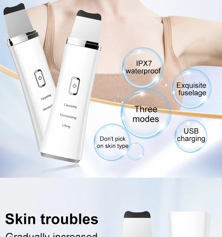 Waterproof Face Machine Professional Face Beauty Care Salon Skin Scrubber Facial Cleaner Lift Sonic Ultrasonic Skin Scrubber