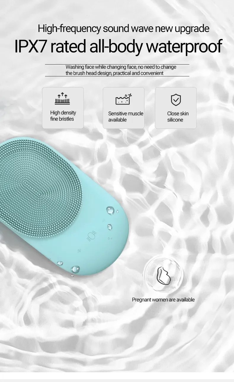 Wireless Facial Silicone Brush Washing Machine Face Cleansing Devices Silicone Electric Face Scrubber Waterproof