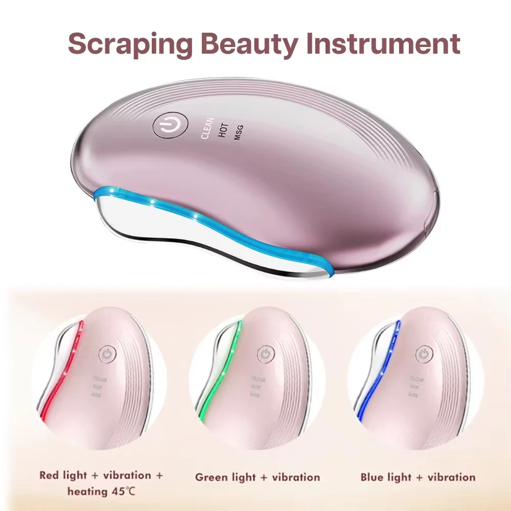 LED Light Electric Guasha Face Massager Deep Face And Neck Firming Wholesale