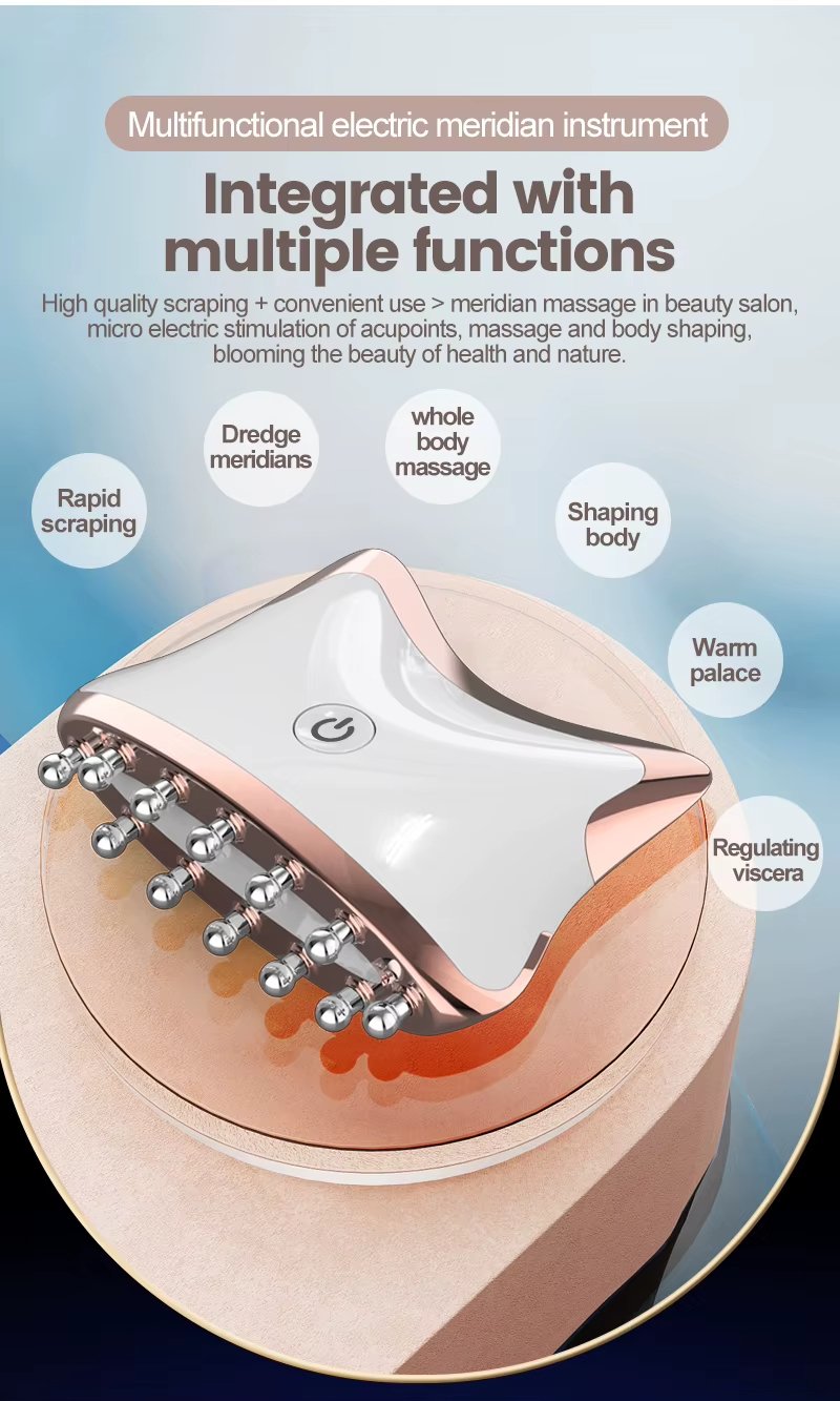 Ems Red Light Guasha Device Heat Vibration Face Massage Facial Beauty Machine Skin Whitening Microcurrent