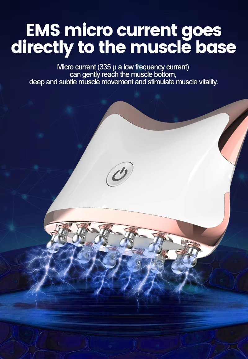 Ems Red Light Guasha Device Heat Vibration Face Massage Facial Beauty Machine Skin Whitening Microcurrent