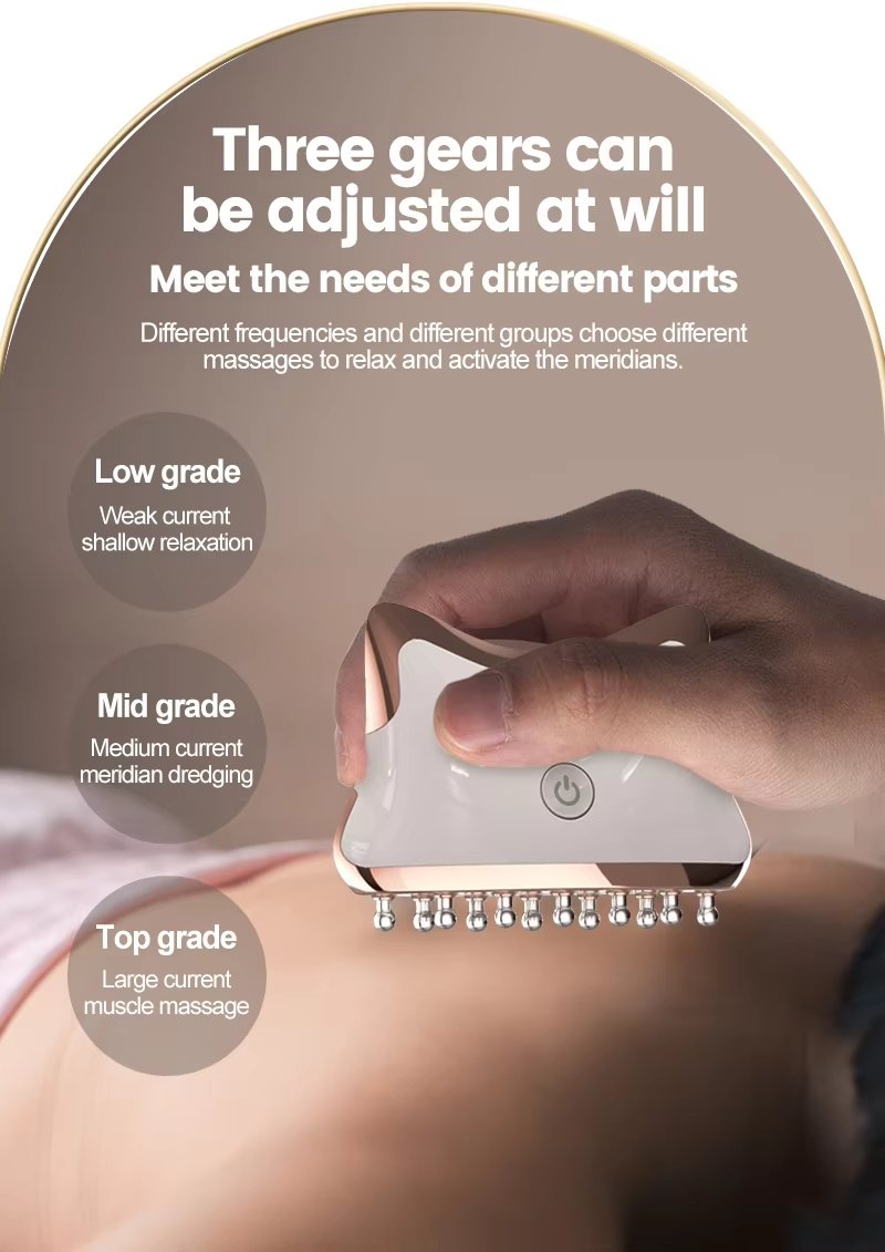 Ems Red Light Guasha Device Heat Vibration Face Massage Facial Beauty Machine Skin Whitening Microcurrent