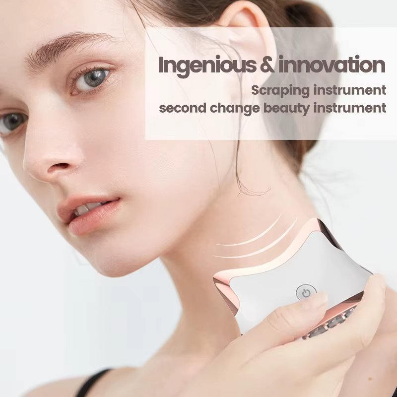 Ems Red Light Guasha Device Heat Vibration Face Massage Facial Beauty Machine Skin Whitening Microcurrent