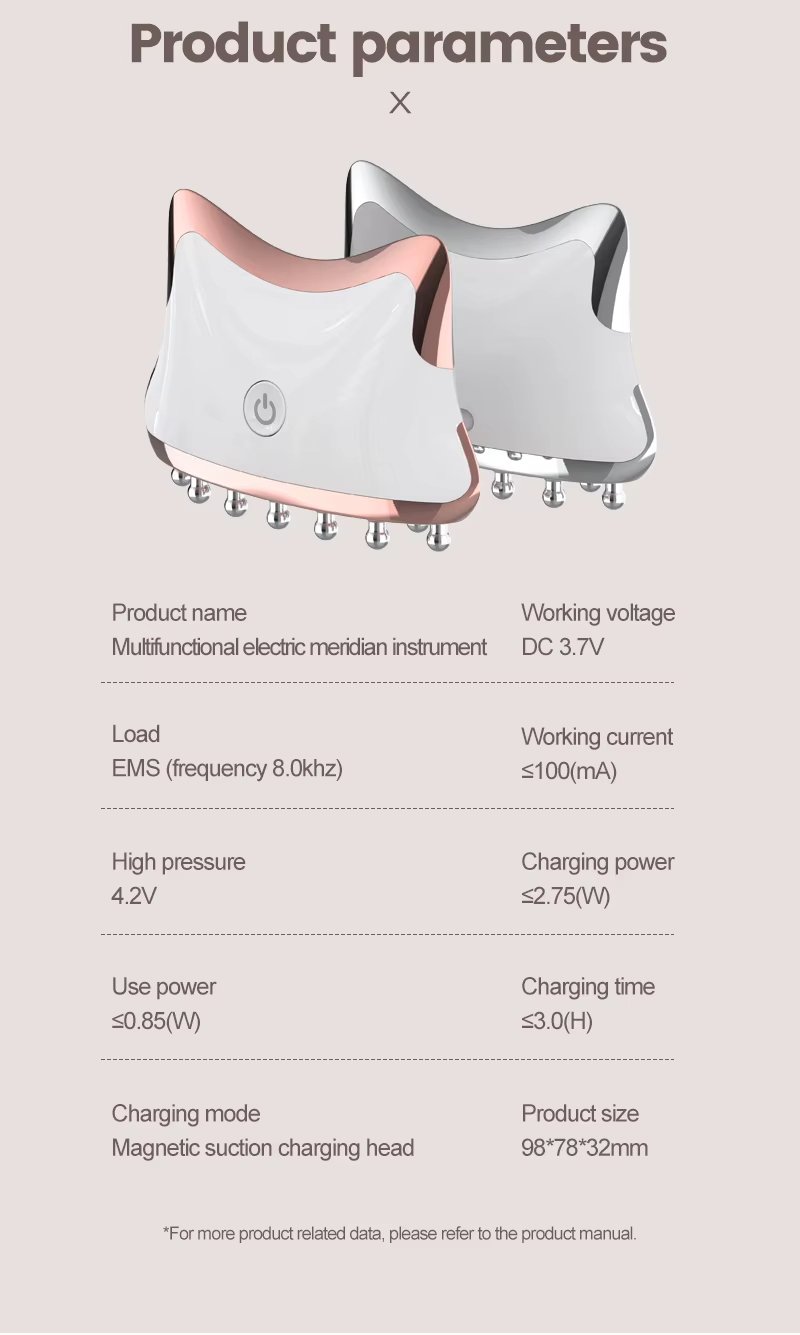 Ems Red Light Guasha Device Heat Vibration Face Massage Facial Beauty Machine Skin Whitening Microcurrent
