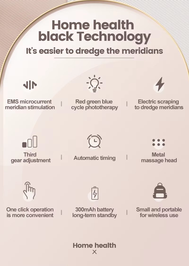 Ems Red Light Guasha Device Heat Vibration Face Massage Facial Beauty Machine Skin Whitening Microcurrent