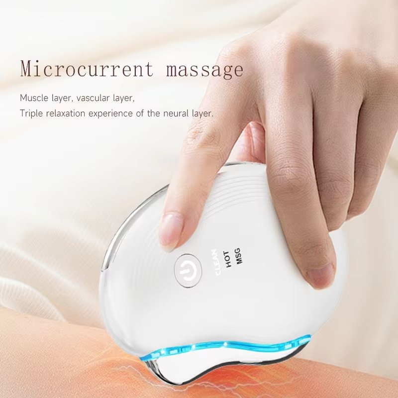Home Use Electric Face and Neck Lifting and Firming Massager EMS Vibration Heating Beauty Device Face Care LED Light Guasha Tool