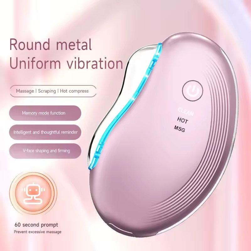 Home Use Electric Face and Neck Lifting and Firming Massager EMS Vibration Heating Beauty Device Face Care LED Light Guasha Tool