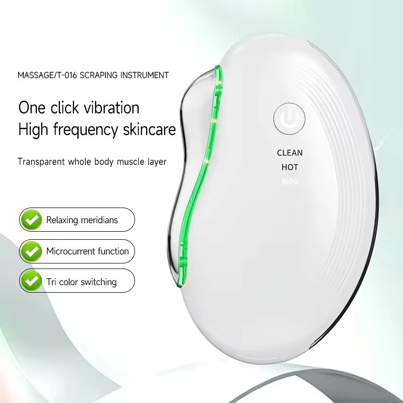 Home Use Electric Face and Neck Lifting and Firming Massager EMS Vibration Heating Beauty Device Face Care LED Light Guasha Tool
