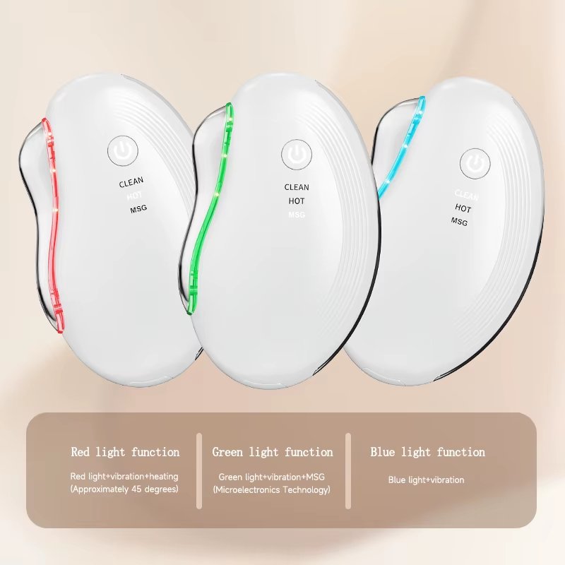 Home Use Electric Face and Neck Lifting and Firming Massager EMS Vibration Heating Beauty Device Face Care LED Light Guasha Tool