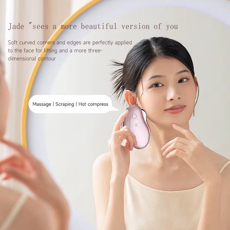Home Use Electric Face and Neck Lifting and Firming Massager EMS Vibration Heating Beauty Device Face Care LED Light Guasha Tool
