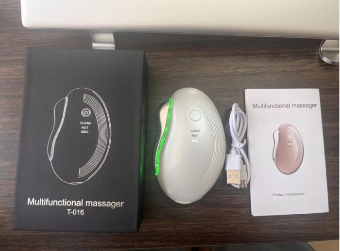 Home Use Electric Face and Neck Lifting and Firming Massager EMS Vibration Heating Beauty Device Face Care LED Light Guasha Tool