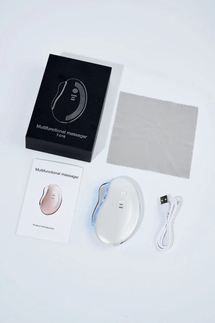 Home Use Electric Face and Neck Lifting and Firming Massager EMS Vibration Heating Beauty Device Face Care LED Light Guasha Tool