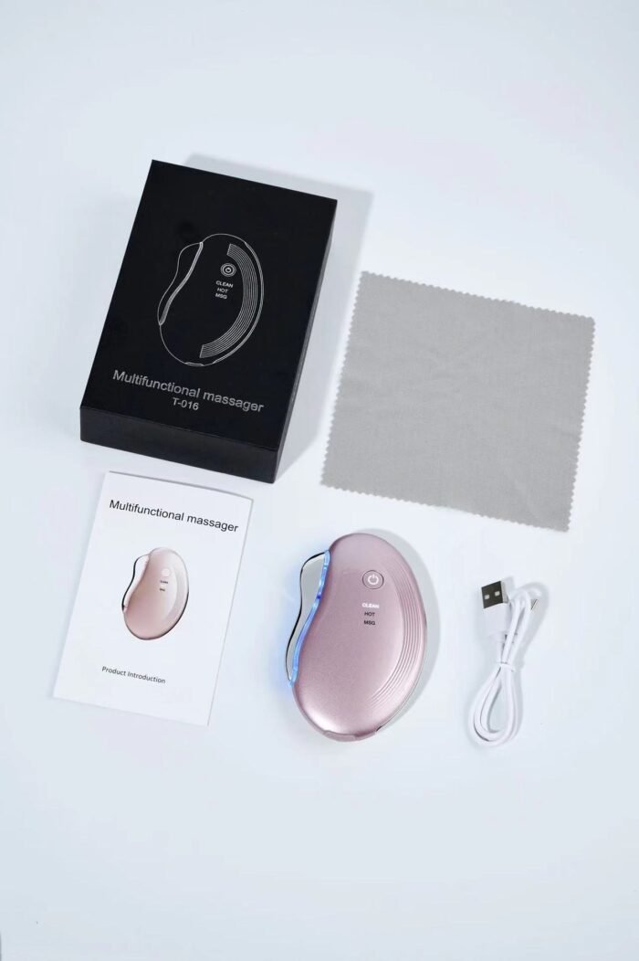 Home Use Electric Face and Neck Lifting and Firming Massager EMS Vibration Heating Beauty Device Face Care LED Light Guasha Tool