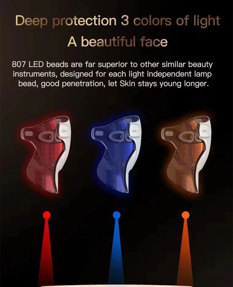 Photon RED LED Light Therapy Mask 3 Colors LED Light Skin Lifting Tools