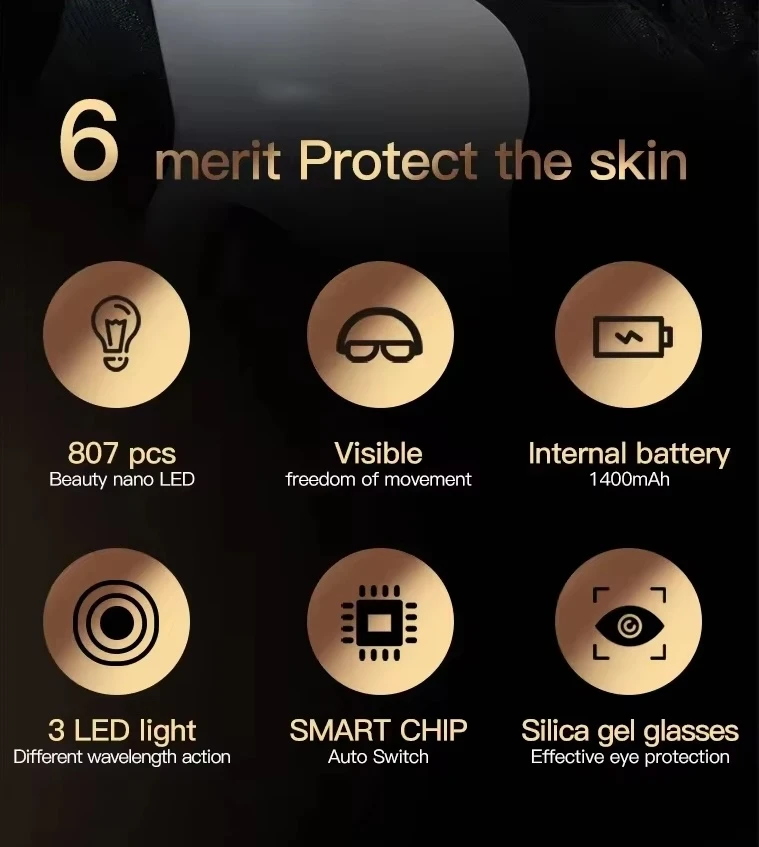 Photon RED LED Light Therapy Mask 807 PCS LEDs OEM