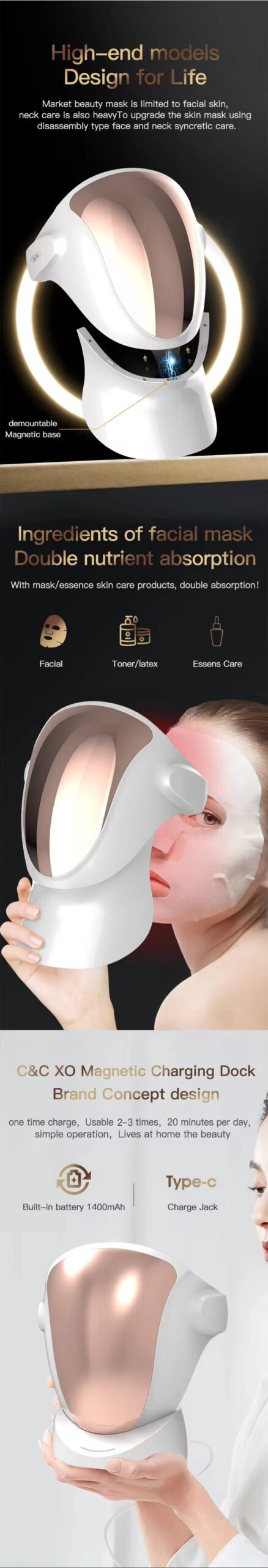 Skin Care Beauty Salon 3 Color Photon PDT RED LED Light Therapy Mask Home Beauty Mask