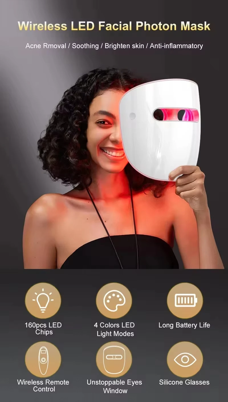 Wireless LED Face Mask 4 Colors Long time Battery