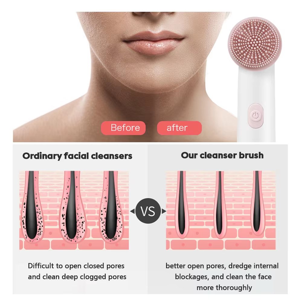 2 In 1 Face IPX6 Waterproof Silicone Cleansing Facial Cleaning Wash Brush