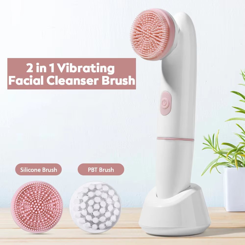 2 In 1 Face IPX6 Waterproof Silicone Cleansing Facial Cleaning Wash Brush
