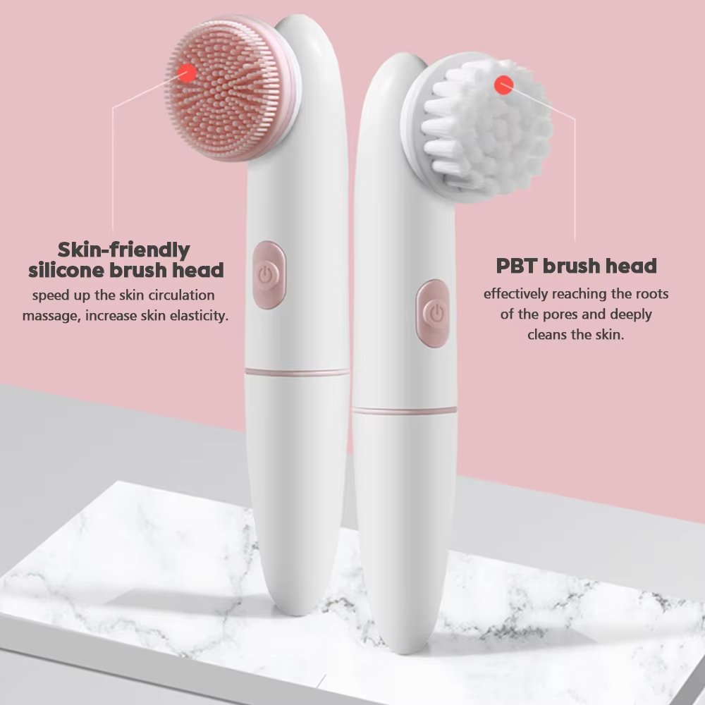 2 In 1 Face IPX6 Waterproof Silicone Cleansing Facial Cleaning Wash Brush