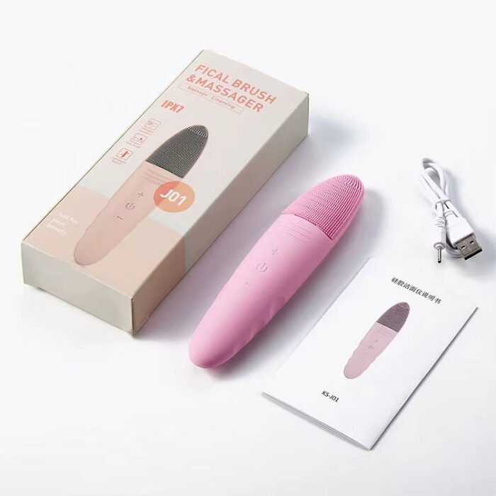 Deep Cleaning High Frequency Vibration IPX7 Waterproof Facial Cleansing Brush Silicone Head Brush