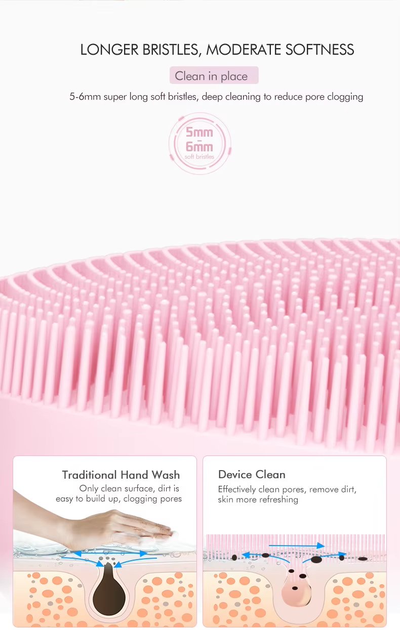 Double Sided Handheld Silicone Face Washing Brush IPX7 Waterproof Facial Cleansing Brush