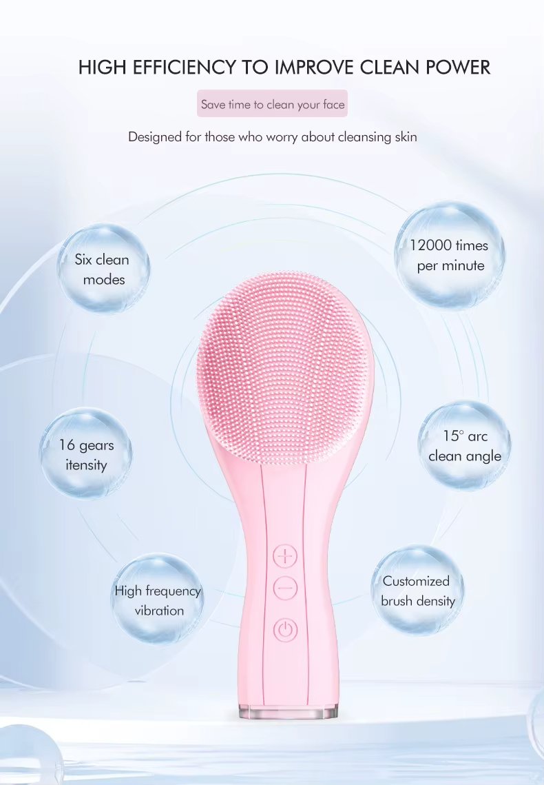 Double Sided Handheld Silicone Face Washing Brush IPX7 Waterproof Facial Cleansing Brush