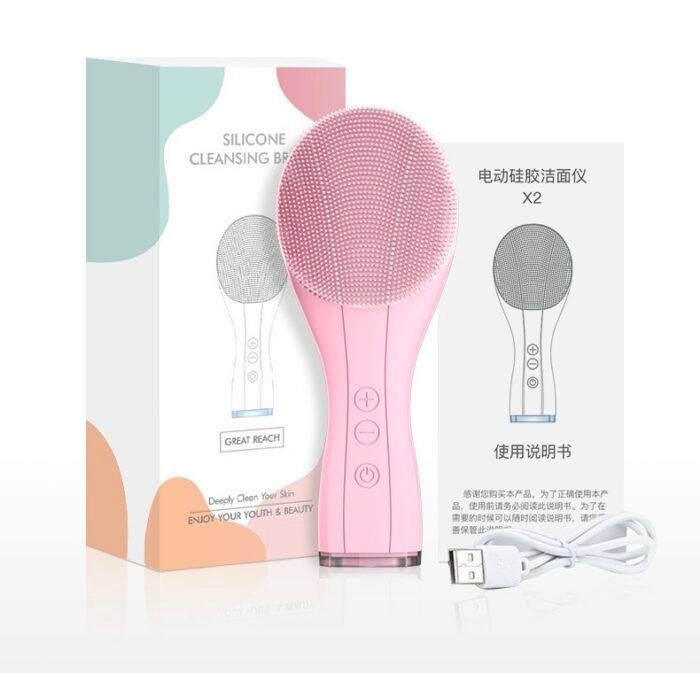 Double Sided Handheld Silicone Face Washing Brush IPX7 Waterproof Facial Cleansing Brush