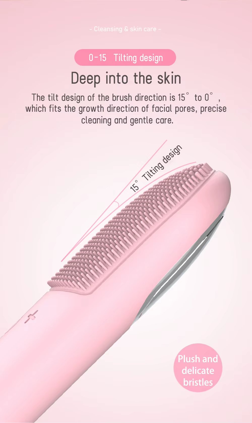 IPX7 Waterproof Constant Temperature Facial Cleansing Brush LED Red Blue Light Therapy
