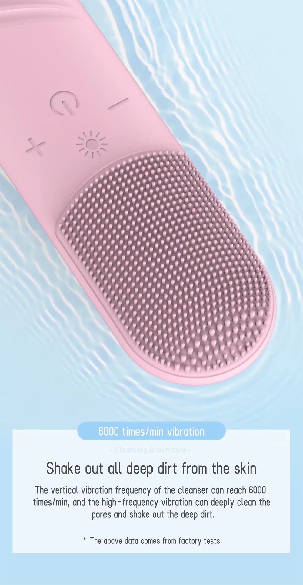 IPX7 Waterproof Constant Temperature Facial Cleansing Brush LED Red Blue Light Therapy