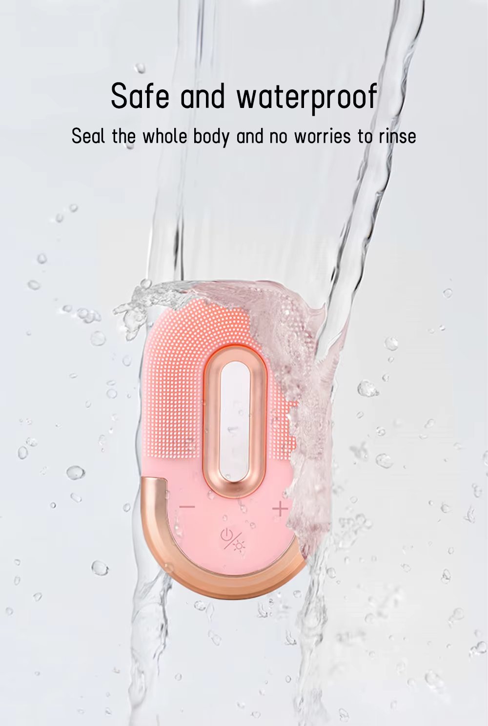 IPX7 Waterproof Personal Silicone Wireless Charging LED Red Light Therapy Deep Cleansing Vibration Facial Cleansing Brush