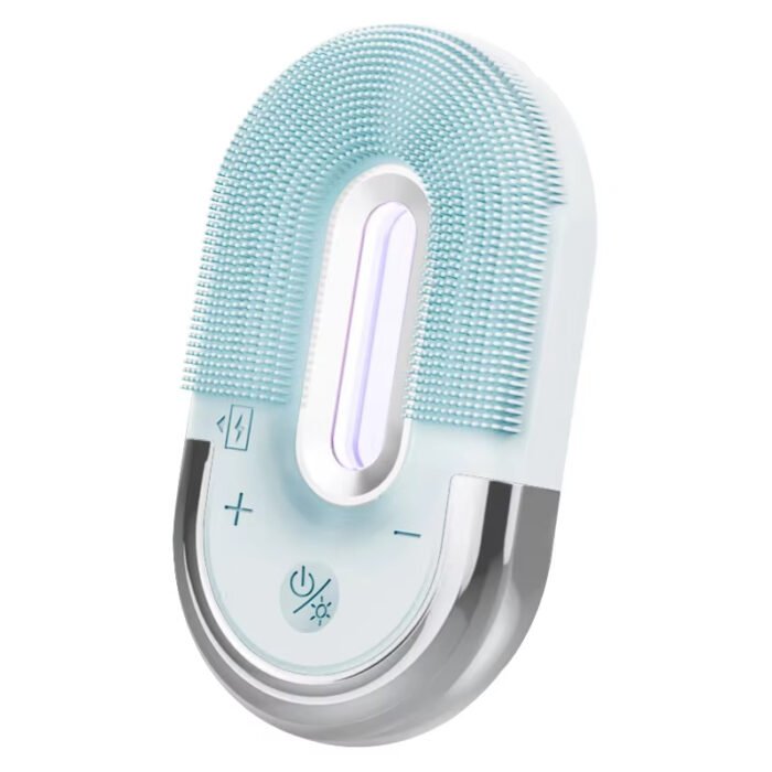 IPX7 Waterproof Personal Silicone Wireless Charging LED Red Light Therapy Deep Cleansing Vibration Facial Cleansing Brush
