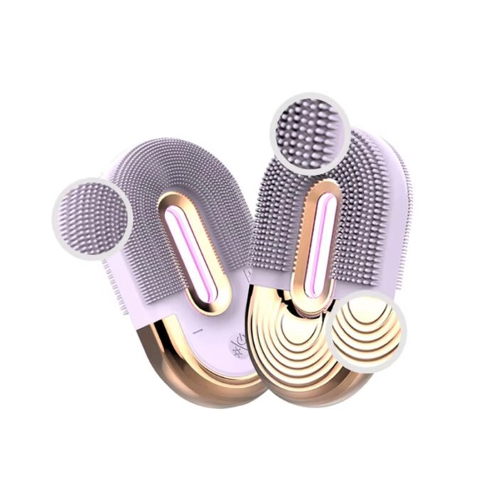 IPX7 Waterproof Personal Silicone Wireless Charging LED Red Light Therapy Deep Cleansing Vibration Facial Cleansing Brush