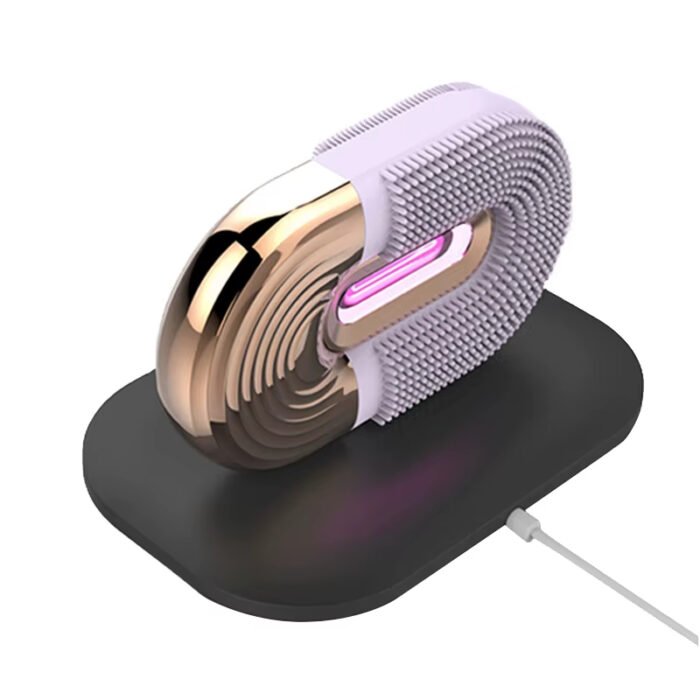 IPX7 Waterproof Personal Silicone Wireless Charging LED Red Light Therapy Deep Cleansing Vibration Facial Cleansing Brush