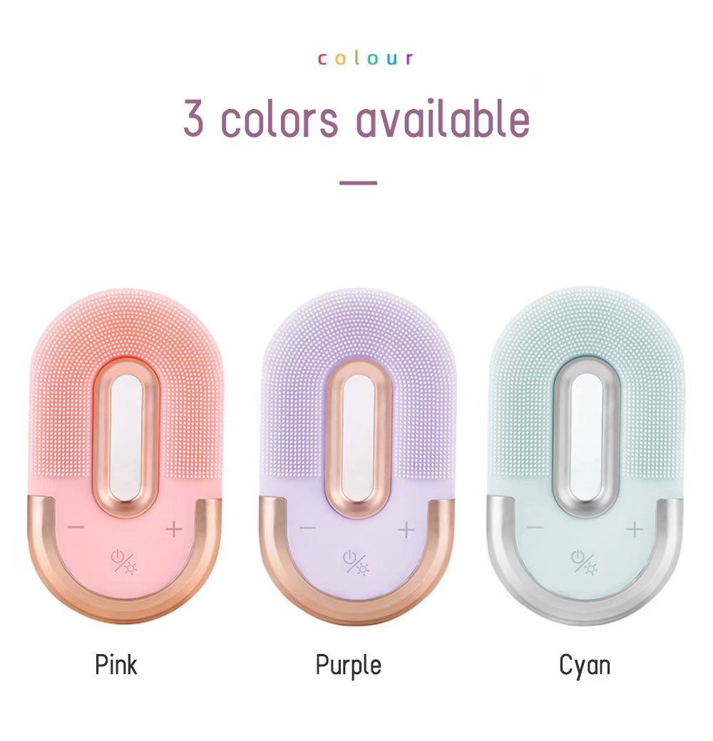 IPX7 Waterproof Personal Silicone Wireless Charging LED Red Light Therapy Deep Cleansing Vibration Facial Cleansing Brush