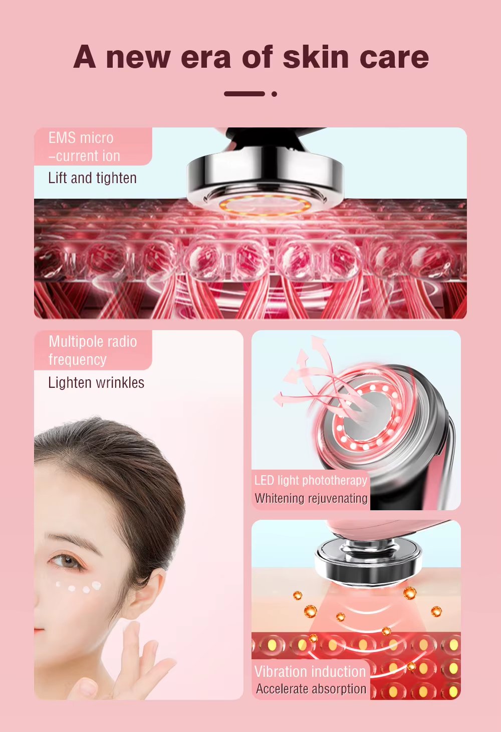 Professional Anti-Aging Red Blue Led Light Therapy Skin Rejuvenation Face Facial Device Photon Face Neck Skin Massager