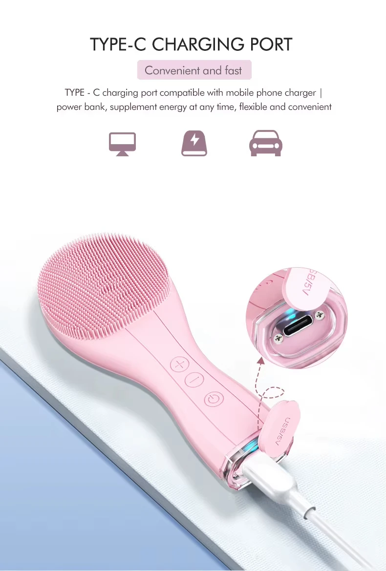 Rechareable Portable Silicone Sonic Cleansing Brush Custom