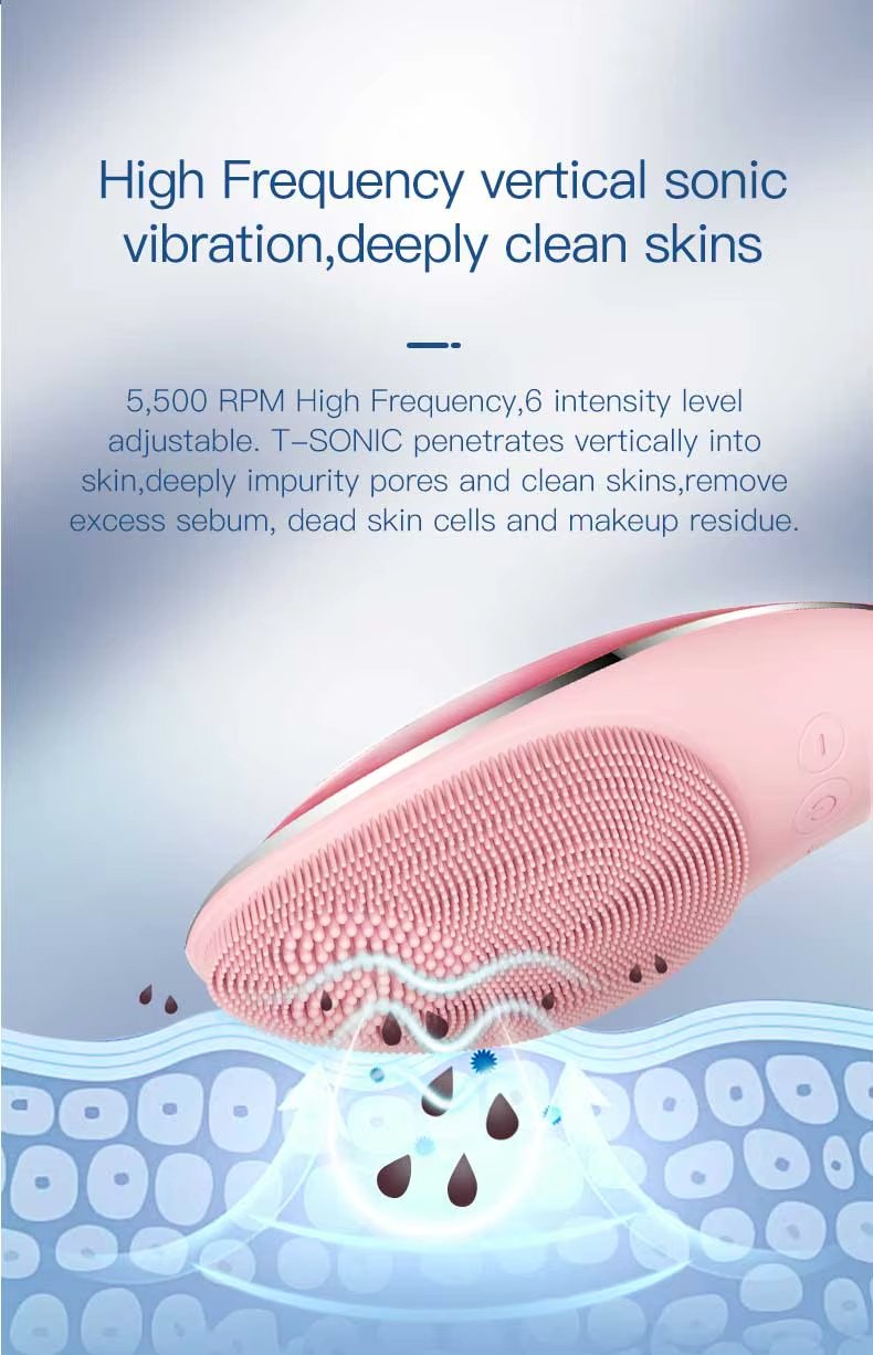 Red Light Therapy Beauty Device Electric Face Clean Silicon Cleanser 2 in 1 Facial Cleansing and Skin Rejuvenation Face Cleansing Brush